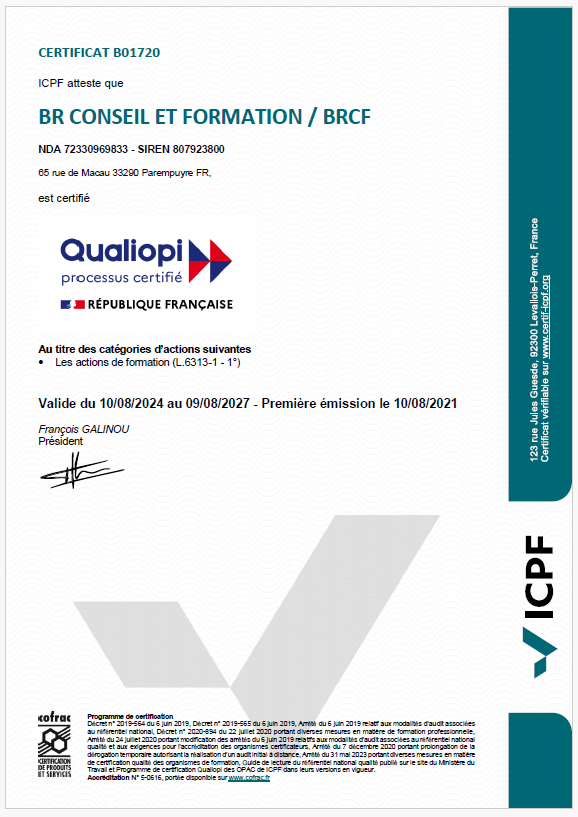 Présentation du certificat Qualiopi